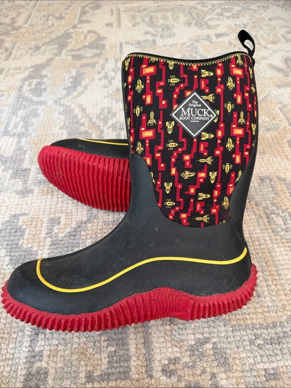 Muck Boot Company Kids Black & Red Waterproof Rain Boots